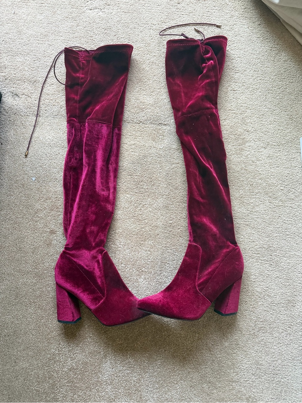 Women's Over-the-Knee Velvet Boots in Wine